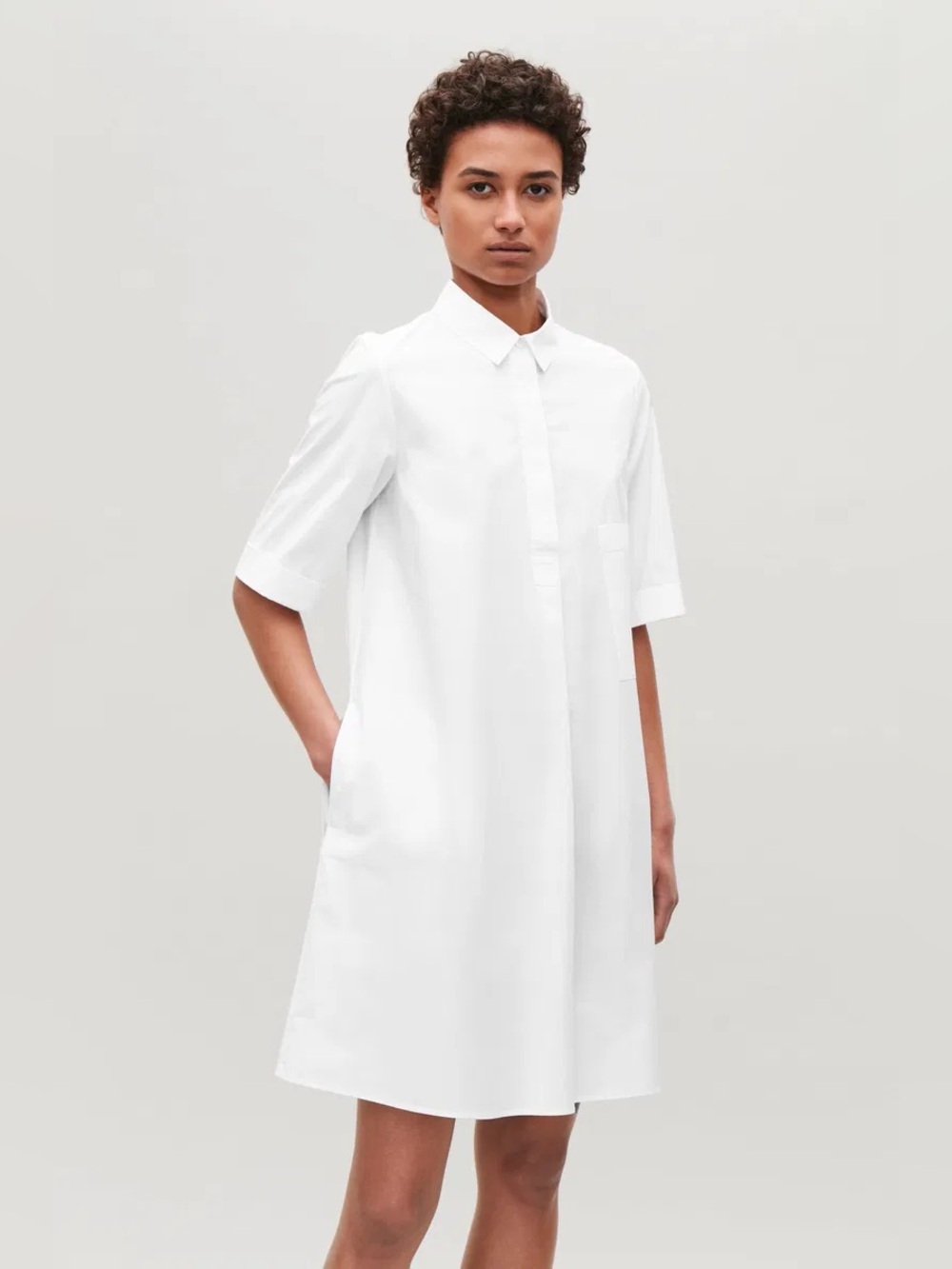 NWT COS A-Line Poplin Shirt Dress white